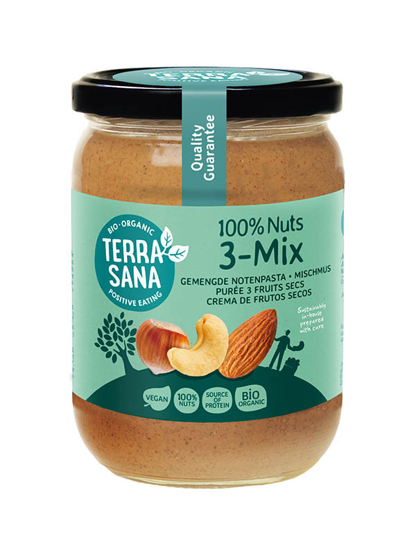Terrasana 3 Mix gemengde notenpasta zonder pinda's bio 500g